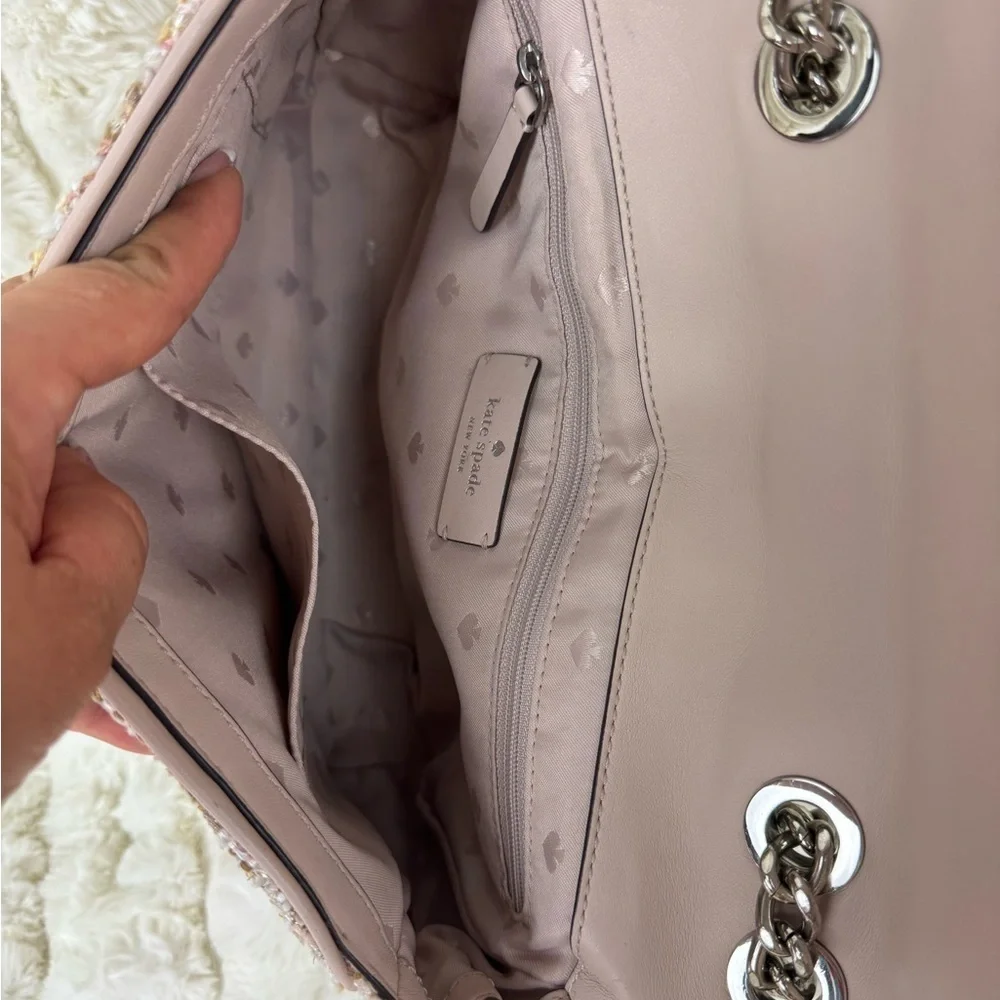 Kate Spade Cream and Brown Shoulder Bag with Chain Handles
